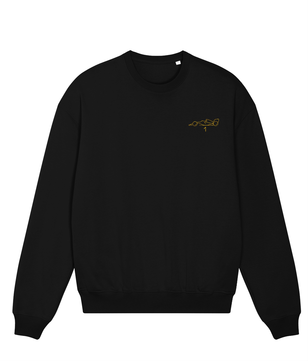 Celebrate a modern F1 hero. This oversized organic cotton sweatshirt pays tribute to Lando Norris, featuring a minimalist embroidered F1 car and his iconic new #1 race number.
Premium Quality & Craftsmanship Made from 100% certified organic cotton (400 gsm), this offers superior comfort and style with oversized fit. The precise embroidery delivers exceptional durability that outlasts typical printed alternatives.