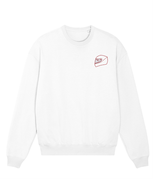 Celebrate an F1 legend. This premium sweatshirt pays tribute to Charles Leclerc, featuring a minimalist embroidered design of his iconic helmet.

Premium Quality &amp; Craftsmanship Made from 100% certified organic cotton (400 gsm), this offers superior comfort and style with oversized fit. The precise embroidery delivers exceptional durability that outlasts typical printed alternatives.