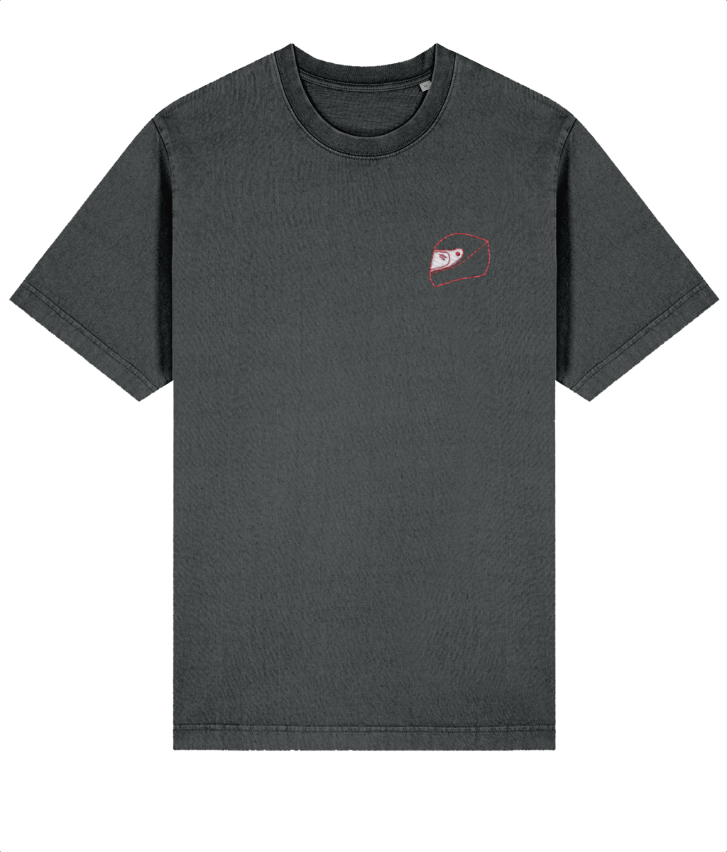 Celebrate an F1 legend. This premium t-shirt pays tribute to Charles Leclerc, featuring a minimalist embroidered design of his iconic helmet.

Premium Quality &amp; Craftsmanship Made from 100% certified organic cotton (240 gsm), this offers superior comfort with relaxed fit. The precise center embroidery delivers exceptional durability that outlasts typical printed alternatives.