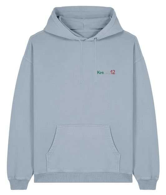 Celebrate the youngest F1 hero. This oversized premium hoodie pays tribute to Kimi Antonelli, featuring a minimalist embroidered F1 car and his iconic #12race number.

Premium Quality &amp; Craftsmanship Made from 100% certified organic cotton (380 gsm), this offers superior comfort and style with oversized fit. The precise embroidery delivers exceptional durability that outlasts typical printed alternatives.
