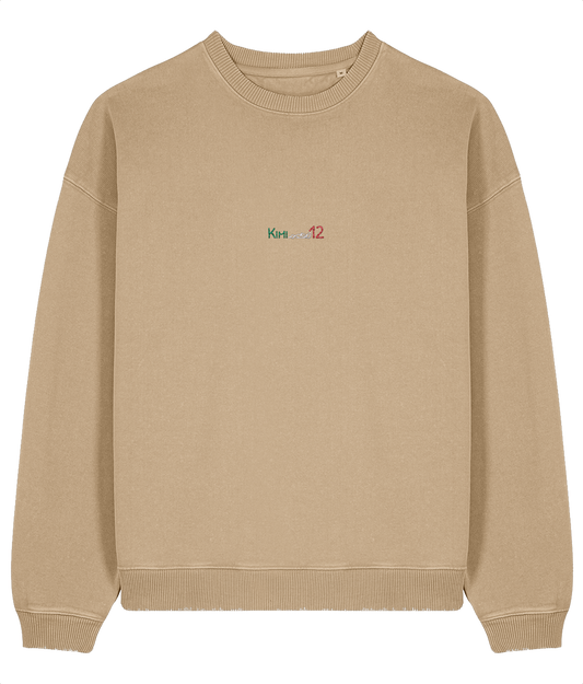 Celebrate the youngest F1 hero. This oversized premium sweatshirt pays tribute to Kimi Antonelli, featuring a minimalist embroidered F1 car and his iconic #12 race number.

Premium Quality &amp; Craftsmanship Made from 100% certified organic cotton (380 gsm), this offers superior comfort and style with oversized fit. The precise embroidery delivers exceptional durability that outlasts typical printed alternatives.
