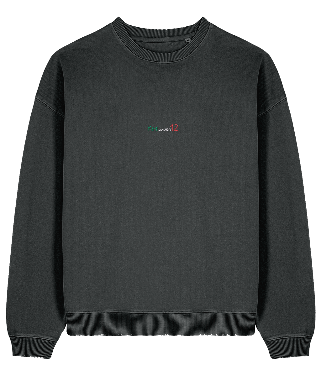 Celebrate the youngest F1 hero. This oversized premium sweatshirt pays tribute to Kimi Antonelli, featuring a minimalist embroidered F1 car and his iconic #12 race number.

Premium Quality &amp; Craftsmanship Made from 100% certified organic cotton (380 gsm), this offers superior comfort and style with oversized fit. The precise embroidery delivers exceptional durability that outlasts typical printed alternatives.