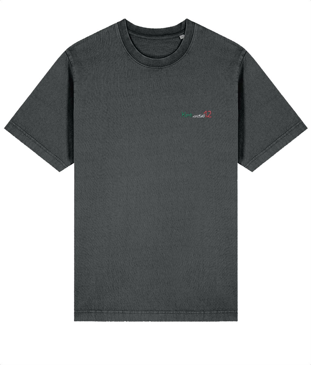 Celebrate the youngest F1 hero. This oversized t-shirt pays tribute to Kimi Antonelli, featuring a minimalist embroidered F1 car and his iconic #12 race number.

Premium Quality &amp; Craftsmanship Made from 100% certified organic cotton (240 gsm), this offers superior comfort with relaxed fit. The precise center embroidery delivers exceptional durability that outlasts typical printed alternatives.