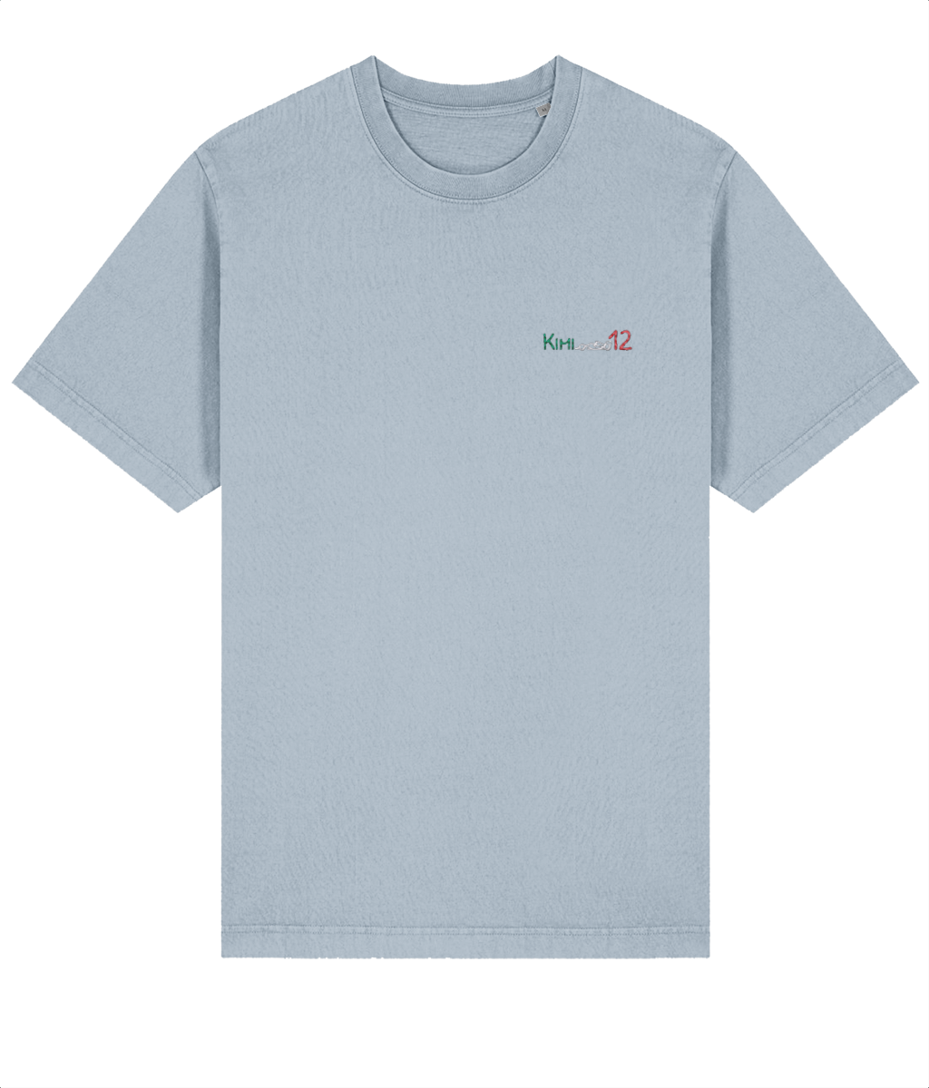 Celebrate the youngest F1 hero. This oversized t-shirt pays tribute to Kimi Antonelli, featuring a minimalist embroidered F1 car and his iconic #12 race number.

Premium Quality &amp; Craftsmanship Made from 100% certified organic cotton (240 gsm), this offers superior comfort with relaxed fit. The precise center embroidery delivers exceptional durability that outlasts typical printed alternatives.
