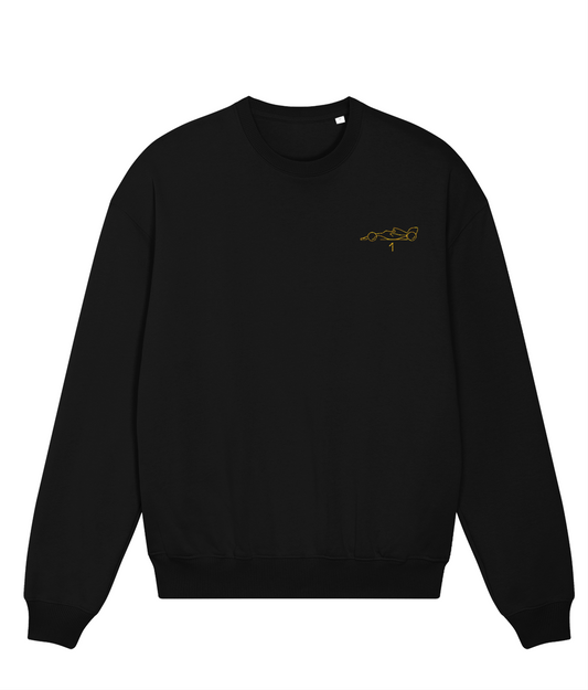 Celebrate a modern F1 hero. This oversized organic cotton sweatshirt pays tribute to Lando Norris, featuring a minimalist embroidered F1 car and his iconic new #1 race number.&nbsp;

Premium Quality &amp; Craftsmanship Made from 100% certified organic cotton (400 gsm), this offers superior comfort and style with oversized fit. The precise embroidery delivers exceptional durability that outlasts typical printed alternatives.