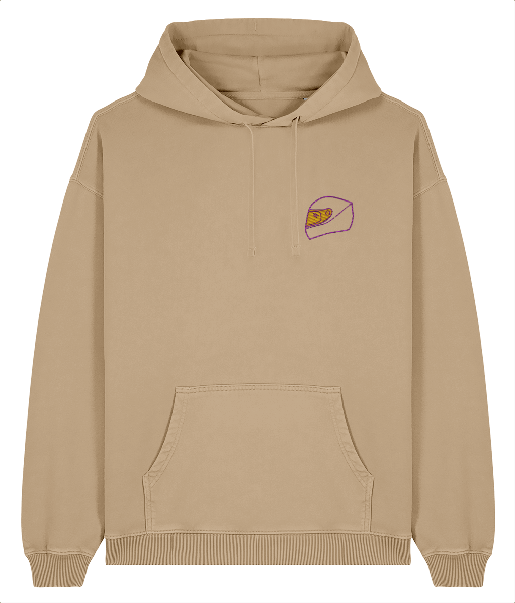 Celebrate an F1 legend. This premium hoodie pays tribute to Lewis Hamilton, featuring a minimalist embroidered design of his iconic helmet.

Premium Quality &amp; Craftsmanship Made from 100% certified organic cotton (380 gsm), this offers superior comfort and style with oversized fit. The precise embroidery delivers exceptional durability that outlasts typical printed alternatives.