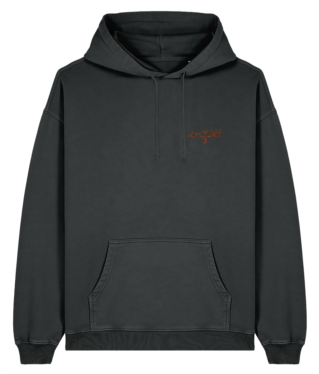 Celebrate a modern F1 hero. This oversized premium hoodie pays tribute to Max Verstappen, featuring a minimalist embroidered F1 car and his iconic new #3&nbsp;race number.

Premium Quality &amp; Craftsmanship Made from 100% certified organic cotton (380 gsm), this offers superior comfort and style with oversized fit. The precise embroidery delivers exceptional durability that outlasts typical printed alternatives.