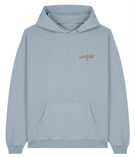 Celebrate a modern F1 hero. This oversized premium hoodie pays tribute to Max Verstappen, featuring a minimalist embroidered F1 car and his iconic new #3&nbsp;race number.

Premium Quality &amp; Craftsmanship Made from 100% certified organic cotton (380 gsm), this offers superior comfort and style with oversized fit. The precise embroidery delivers exceptional durability that outlasts typical printed alternatives.