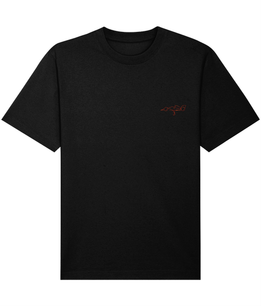 Celebrate a modern F1 hero. This oversized t-shirt pays tribute to Max Verstappen, featuring a minimalist embroidered F1 car and his iconic new&nbsp; #3&nbsp;race number.

Premium Quality &amp; Craftsmanship Made from 100% certified organic cotton (240 gsm), this offers superior comfort with relaxed fit. The precise center embroidery delivers exceptional durability that outlasts typical printed alternatives.