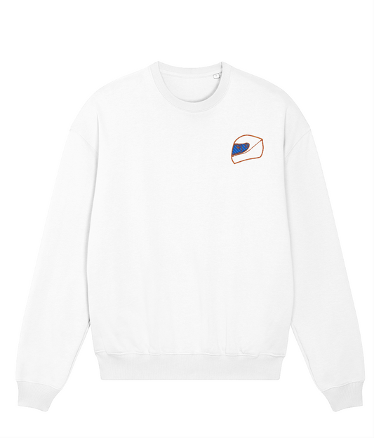 Celebrate an F1 legend. This premium sweatshirt pays tribute to Max Verstappen, featuring a minimalist embroidered design of his iconic helmet.

Premium Quality &amp; Craftsmanship Made from 100% certified organic cotton (400 gsm), this offers superior comfort and style with oversized fit. The precise embroidery delivers exceptional durability that outlasts typical printed alternatives.