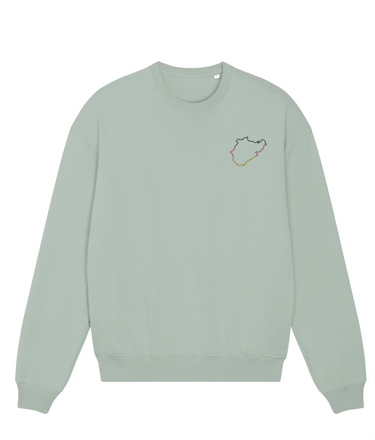 Celebrate Formula 1 heritage with this oversized heavyweight organic cotton sweatshirt featuring a minimalist embroidered Nurburgring&nbsp;circuit outline. Crafted for motorsport enthusiasts who value quality and timeless design.

Premium Quality &amp; Craftsmanship Made from 100% certified organic cotton (400 gsm), this offers superior comfort and style with oversized fit. The precise embroidery delivers exceptional durability that outlasts typical printed alternatives.