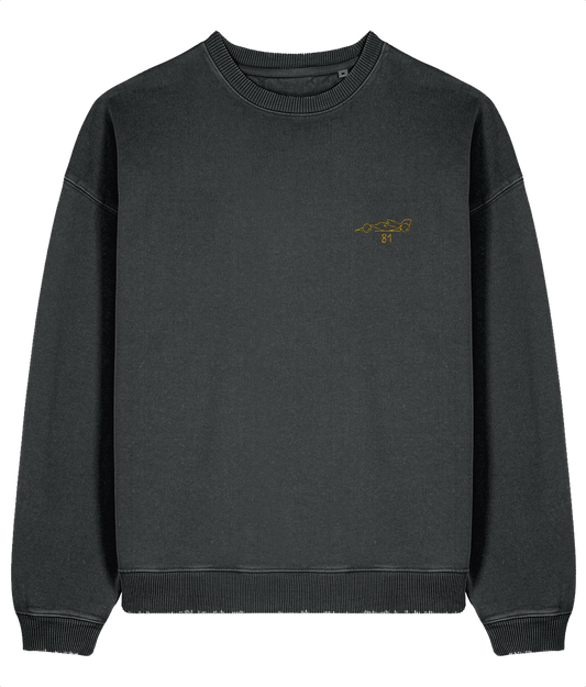Celebrate a modern F1 hero. This oversized premium organic cotton sweatshirt pays tribute to Oscar Piastri, featuring a minimalist embroidered F1 car and his iconic #14&nbsp;race number.&nbsp;

Premium Quality &amp; Craftsmanship Made from 100% certified organic cotton (380 gsm), this offers superior comfort and style with oversized fit. The precise embroidery delivers exceptional durability that outlasts typical printed alternatives.