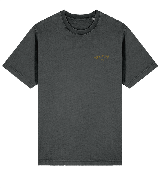 Celebrate a modern F1 hero. This oversized t-shirt pays tribute to Oscar Piastri, featuring a minimalist embroidered F1 car and his iconic #81 race number.

Premium Quality &amp; Craftsmanship Made from 100% certified organic cotton (240 gsm), this offers superior comfort with relaxed fit. The precise center embroidery delivers exceptional durability that outlasts typical printed alternatives.