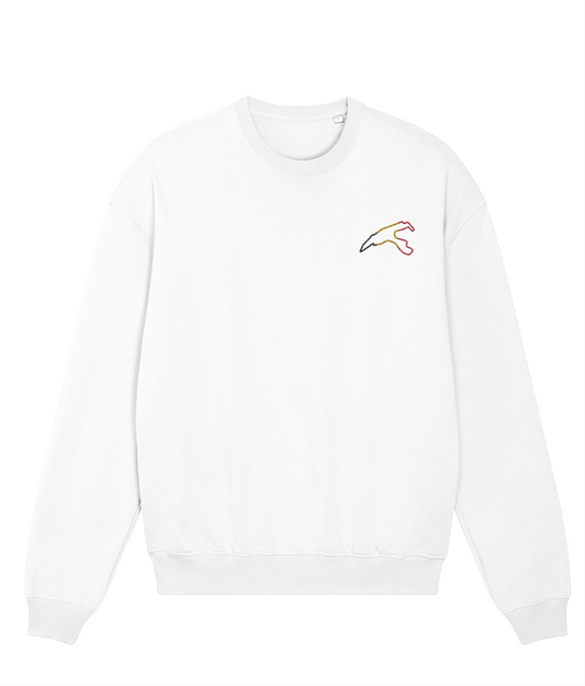 Celebrate Formula 1 heritage with this oversized heavyweight organic cotton sweatshirt featuring a minimalist embroidered Spa Francorchamps&nbsp;circuit outline. Crafted for motorsport enthusiasts who value quality and timeless design.

Premium Quality &amp; Craftsmanship Made from 100% certified organic cotton (400 gsm), this offers superior comfort and style with oversized fit. The precise embroidery delivers exceptional durability that outlasts typical printed alternatives.