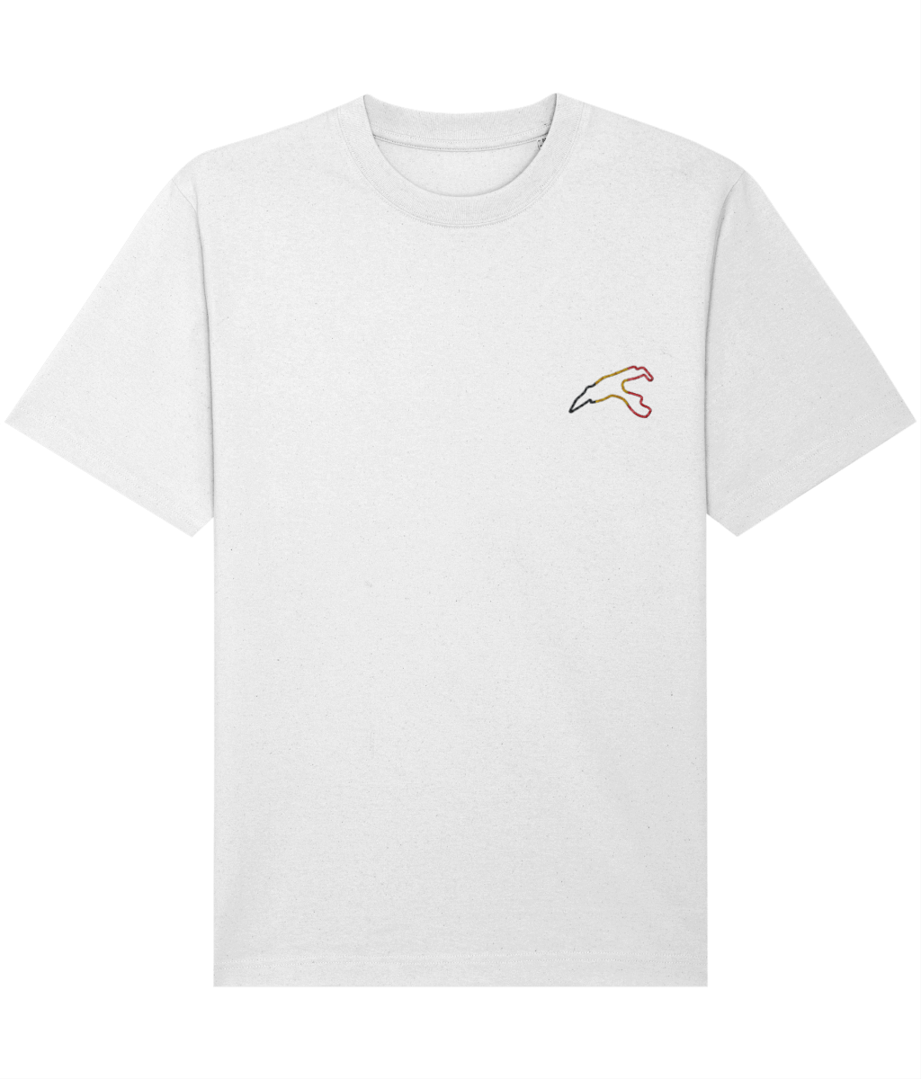 Celebrate F1 heritage with this premium organic cotton t-shirt featuring a minimalist embroidered Nurburgring circuit outline. Crafted for motorsport enthusiasts who value quality and timeless design.

Premium Quality &amp; Craftsmanship Made from 100% certified organic cotton (240 gsm), this offers superior comfort with relaxed fit. The precise center embroidery delivers exceptional durability that outlasts typical printed alternatives.