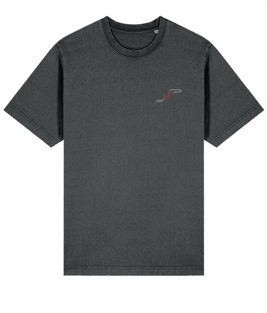 Celebrate Formula 1 heritage with this premium organic cotton t-shirt featuring a minimalist embroidered Suzuka circuit outline. Crafted for motorsport enthusiasts who value quality and timeless design.

Premium Quality &amp; Craftsmanship Made from 100% certified organic cotton (240 gsm), this offers superior comfort with relaxed fit. The precise center embroidery delivers exceptional durability that outlasts typical printed alternatives.